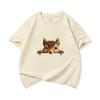 Kids Cotton T Shirt Cute Peeking Squirrel Print Crew Neck Short Sleeve Tee Casual Breathable Boys Girls Summer Tops