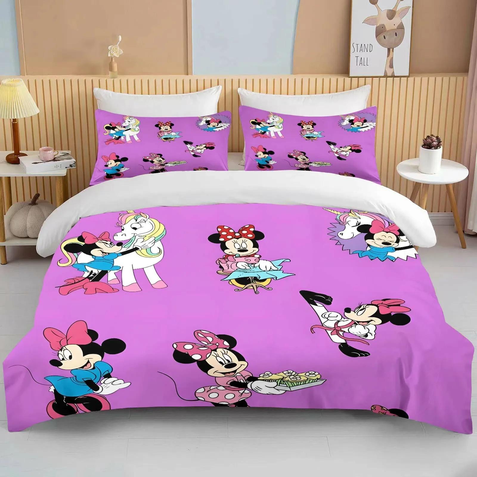 

Minnie Mouse Bedding Sets Soft Comforter Cover Bed Cover Duvet Cover Pillow Case 2-3 Pieces Sets Bedroom Decoration US Twin173x218cm