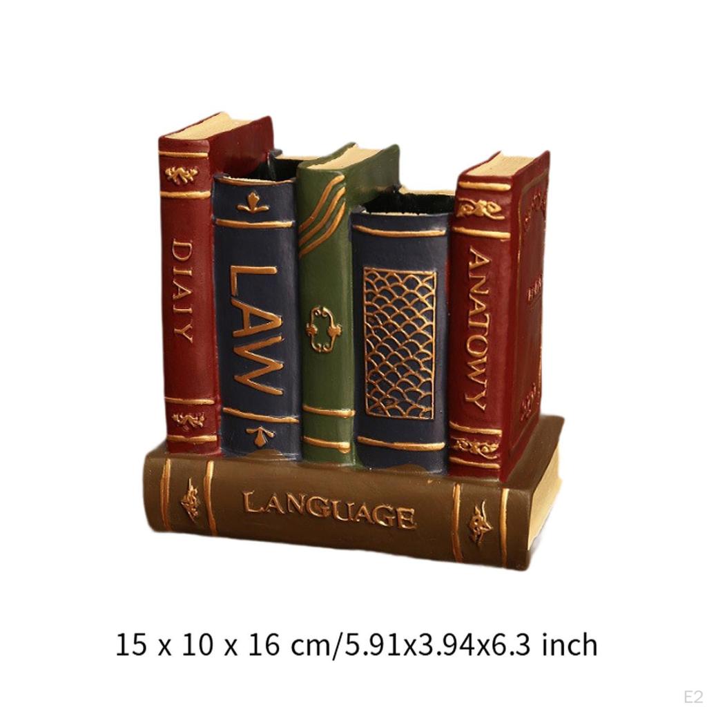 Fake Book Ornament Pencil Holder Decorative Pen Display Prop Retro Storage Container for