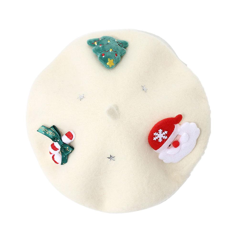 Christmas Wool Beret Hat Green Red French Beret Cap Winter Warm Beanie Cap Christmas Tree Headwear for Women Girls Party Costume
