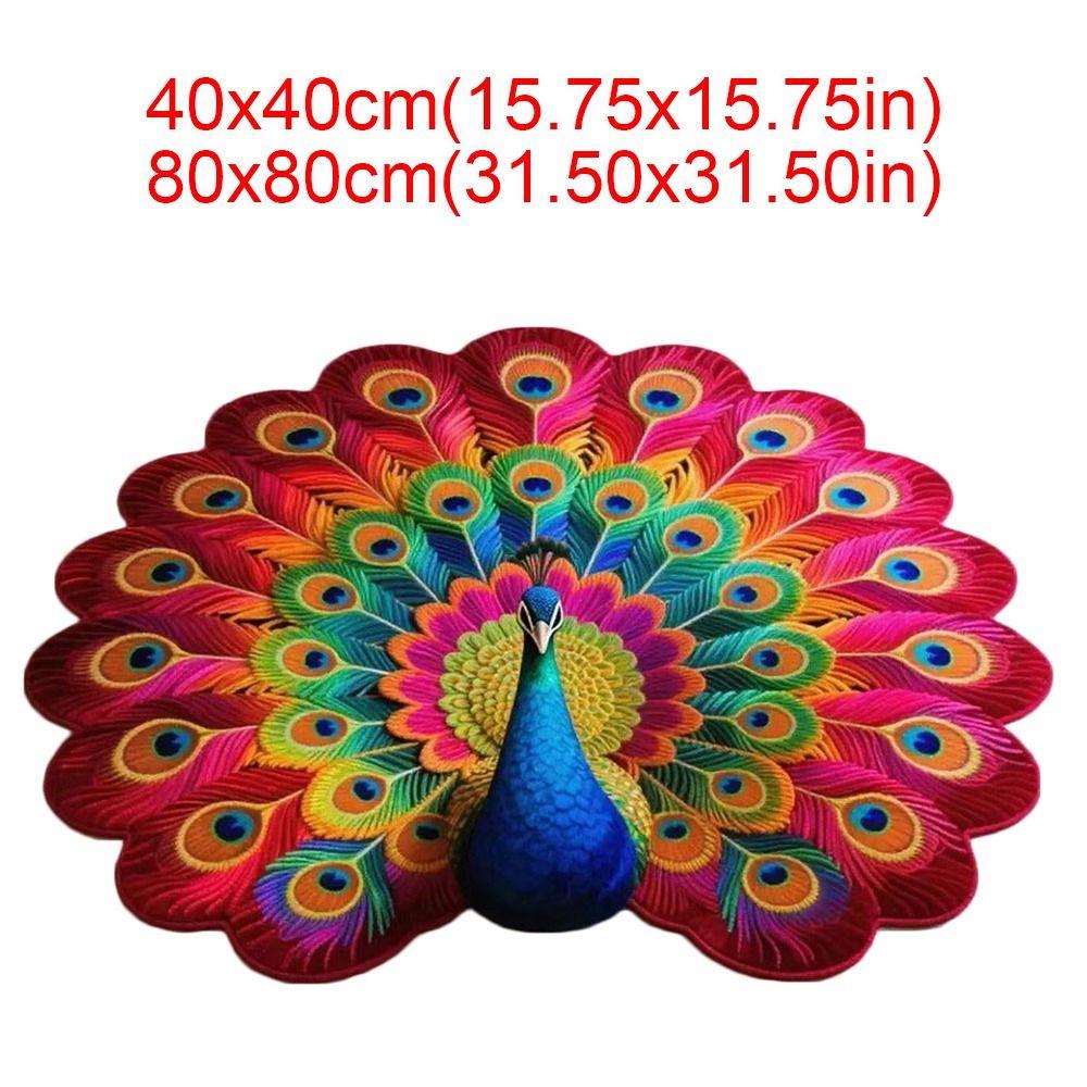 Soft Peacock Carpet Non-slip Door Gasket Portable Blanket  for Living Room Tea Table Bedside