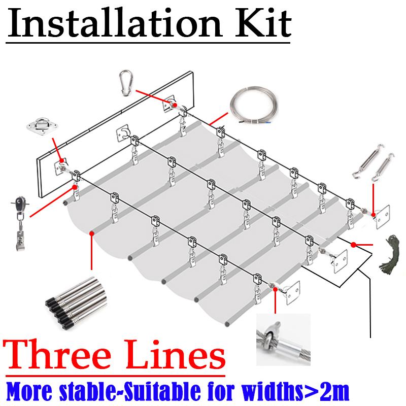 Width 3m Outdoor Telescopic Sun Shade Sail UV Resistant Swimming Pool Shading Cover Patio Pergola Retractable Shading Cover