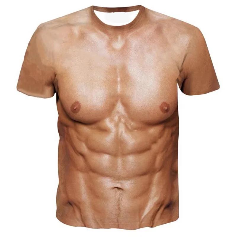 

Літня футболка з круглим вирізом, 3D смішним принтом м язів, модна, повсякденна, з коротким рукавом, чоловіча 3XL