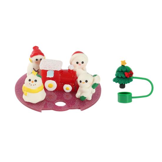 

1 комплект Рождественская крышка для соломинки, пищевая, пыленепроницаемая, непроливающаяся, крышка для тамблера 40 унций, насадка-топпер для кончика соломинки, защита, украшение, аксессуары для чашки A