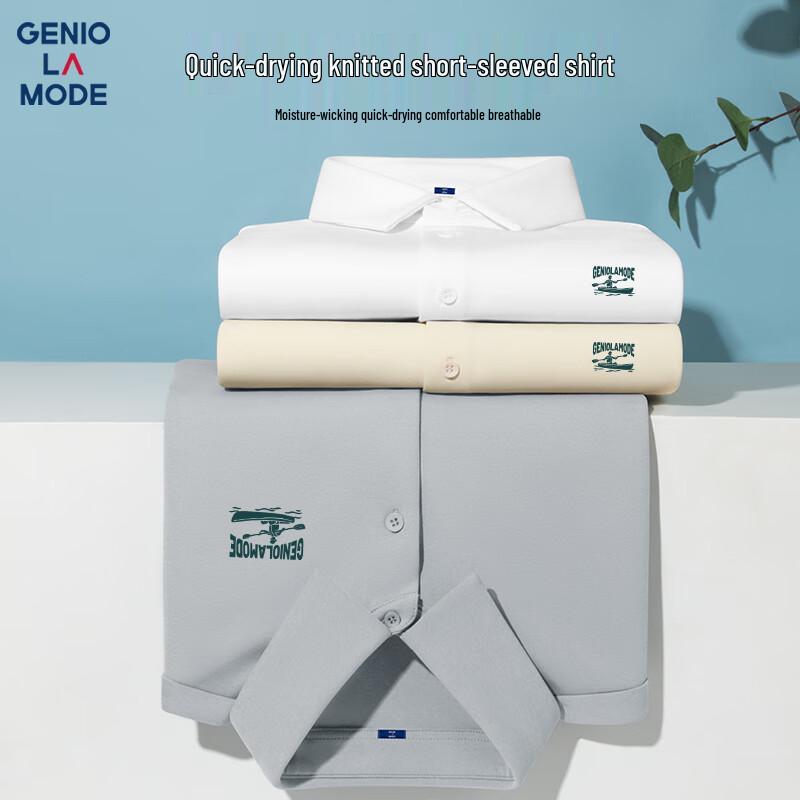 

GENIOLAMODE Men s Cloud Wild Stroll X Quick-Dry Printed Knit Shirt L