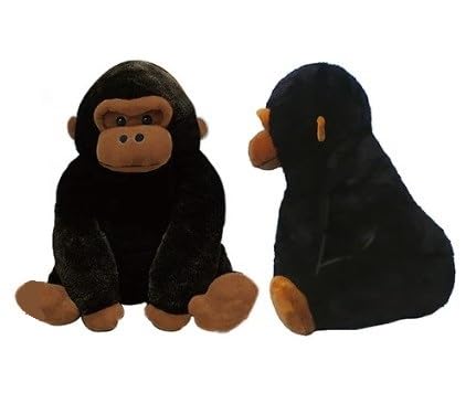 Amuse Big Kuttari Gorilla (Dark Black) Plush Toy, Sitting Height: Approx. 38cm, 703948