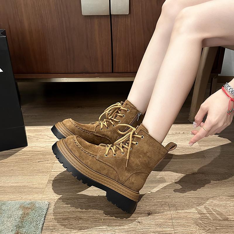Fashion Work Boots Men's Autumn and Winter Genuine Leather High Top Board Shoes Men Casual Suede Leather Mens Boots Retro Frosted Botas