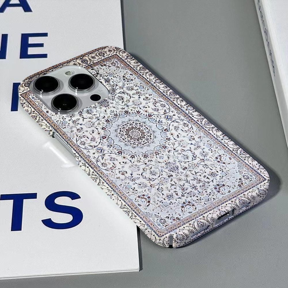 Persian Carpet Floral Pattern Phone Case for iPhone 16 15 14 13 12 11 Pro Max X XS XR XSMax 7 8 Plus Glossy Film Hard PC Cover