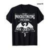 European Sizes Men'S Funny Gaming T-Shirt "I'm Not Procrastinating I'm Doing Side Quests" with Dragon Silhouette