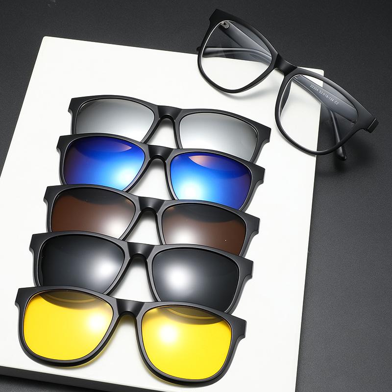 

Сменные солнцезащитные очки, мужские и женские, оправа для очков Tr, магнитная присоска, пятикомпонентные поляризованные солнцезащитные очки 2230 PC material rack