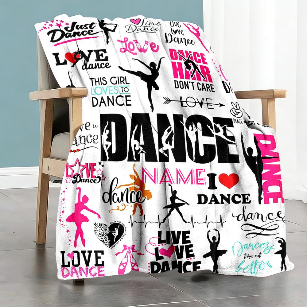 Love Dance88 Personalized Name Blanket Lightweight Customizable Blanket Soft & Cozy Suitable for Picnics Nap Bed Living Room All-Season Use