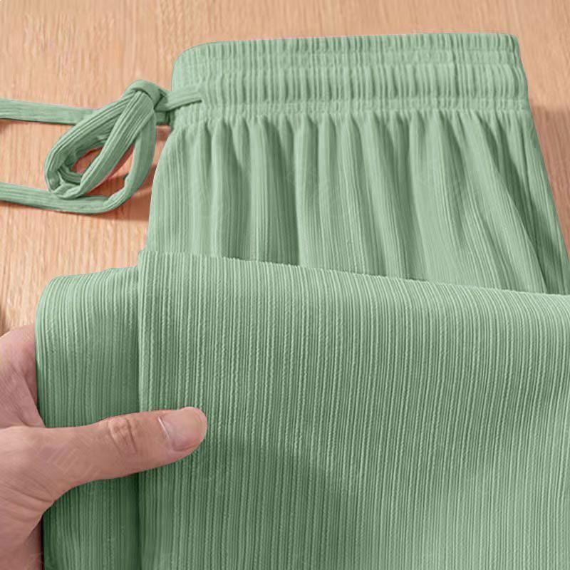 

Women s High-Waisted Ice Silk Wide-Leg Pants - Slimming, Casual, Drawstring, Sun-Protective 3XL, 145-160 jin