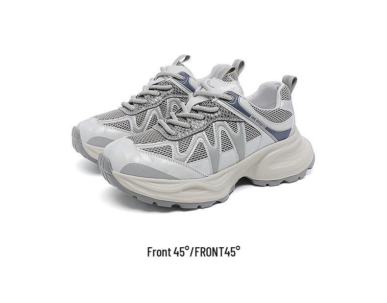 Red Dragonfly Women's Plus Size Lightweight Mesh Dad Shoes - Soft, Thick Sole for Height Increase, Perfect for Spring Travel and Casual Sports.