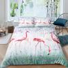 Pink Flamingo Comforter Cover Green Palm Leaves Printed Bedding Set Duvet Cover for Teen Boys Girls Women Full Queen King Size