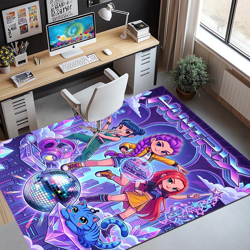 Covor cu Model KPop Demon Hunters, Covoraș de Interior/Exterior, pentru Picnic, Cameră de Jocuri, Dormitor, Birou, Sufragerie, Covor Decorativ pentru Casă, Cadou de Ziua de Naștere