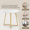 Round Dining Table (1 Piece), Unique Metal Frame, Dining Table with Modern Marble Pattern, Suitable for Dining Room, Living Room, White/Gold
