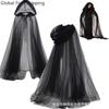 Black Bridal Shawl Witch Vampire Cosplay Cloak Halloween Double Cloak Game Party Costume Props Holiday Dress Up Mesh Cloak 2025