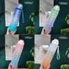 Large Capacity Gradient Frosted Plastic Water Bottle With Straw For Adults Outdoor Sports