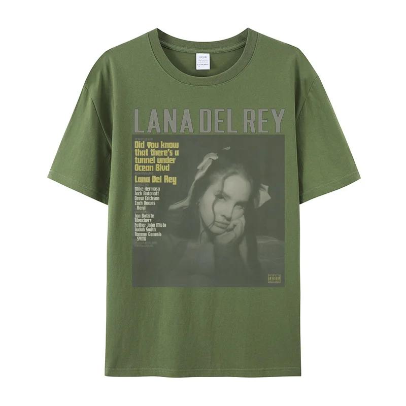 2024 Summer Men Women Cotton T-Shirt New Lana Del Rey Ldr Sailing Tan Print Tops Tees Male Fashion Clothing Harajuku Streetwear