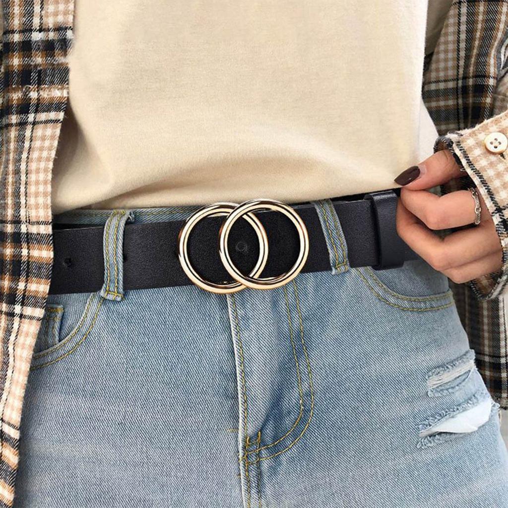 European And American Silver-loop Round-buckle Belt, Fashionable And Trendy Women, Decorated Denim Belt, Versatile, Casual Pants.