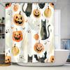 Halloween-themed Shower Curtain with Pumpkin Cat Bat Print for Halloween Decoration In Bathroom Accessories from Home Garden On