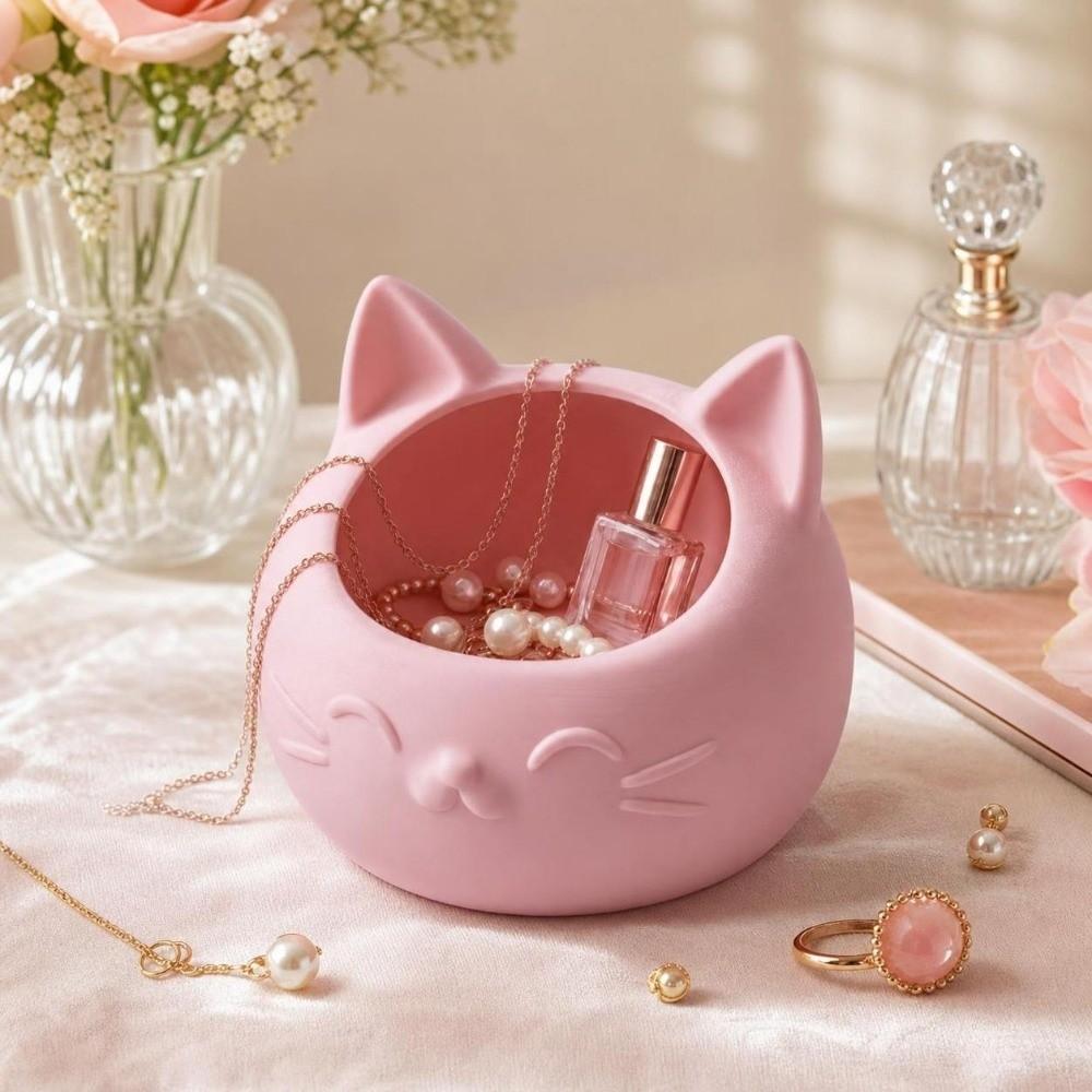 3D Printed Desktop Storage Container Cat-Shaped Jewelry Holder Storage Box Bedroom