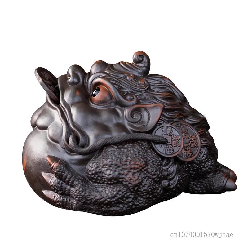 Purple Sand Tea Pet Ornament, Animal Dragon Pixiu Creative Tea Play Mini Tea Set Accessories , Boutique Mud Small Ornaments, 1Pc