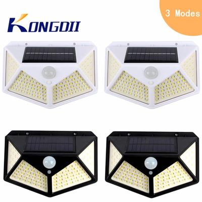 Lampada solare con sensore di movimento PIR da esterno a 100 LED a luce solare, luce solare a led impermeabile per la decorazione di Wall Street da giardino nel patio