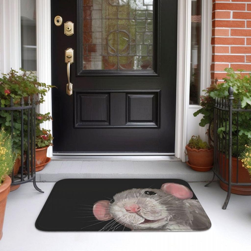 The Peeking Rat (Grey Black) Doormat Cushion Carpet Rug Kitchen Entrance Home Floor Mat for Bathroom Footpad Mats