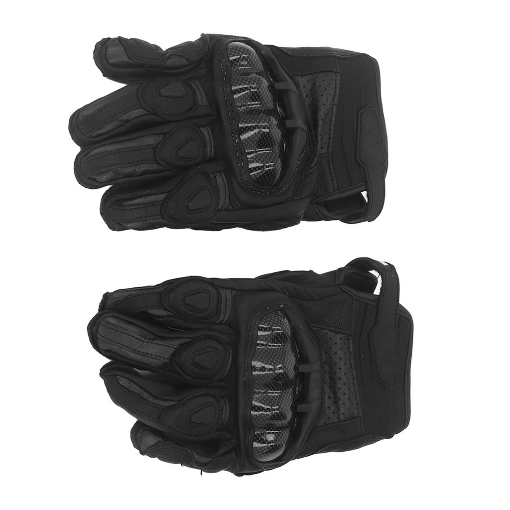 Motorcycle Riding Gloves PU Leather Windproof Waterproof Warm Keeping Breathable Hard Knuckle Gloves Black M