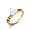 925 Sterling Silver Gold Vermeil 0.75 Cts Heart Shape Pearl Solitaire Flower Engraved Shank Wedding Women Ring