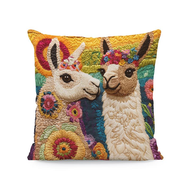Modern Vintage Alpaca Print Zippered Pillowcase for Home Decor