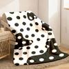 Soft Flannel Throw Blanket - Black and White Polka Dot Pattern All-Season Lightweight & Breathable Blanket for Home Office Camping