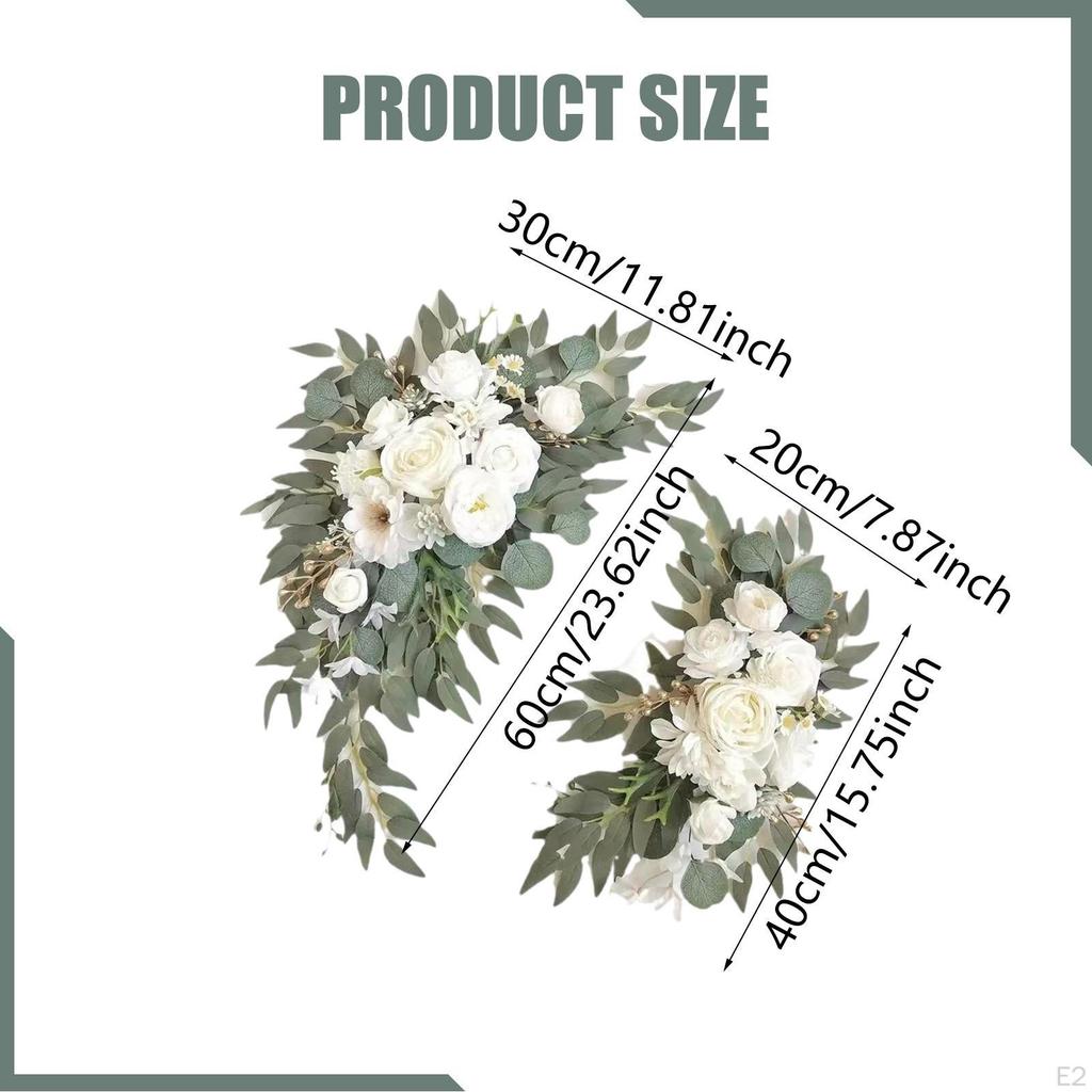 2 Pieces Artificial Flower Swag Floral Backdrop Rustic Hanging Handmade Silk Flowers Wedding Arch