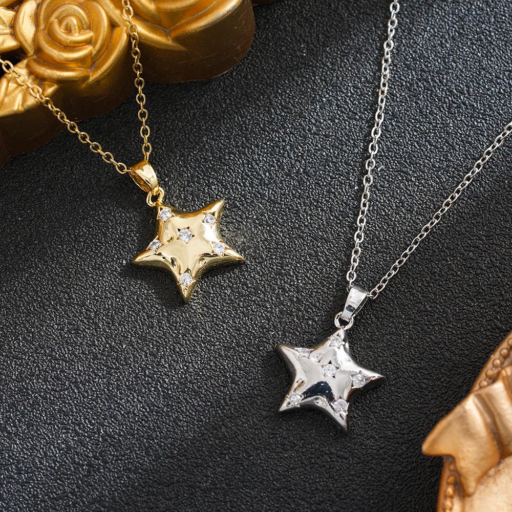 Stainless Steel Titanium Star Rhinestone Pendant Clavicle Chain - Light Luxury Fashion Accessory