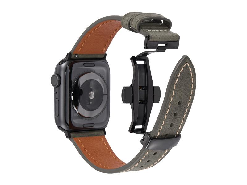 Luxury Genuine Leather Butterfly Buckle Strap for IWatch Serie 3 4 5 6 Se 7 BandFor Apple Watch 38MM 40MM 42MM 44MM