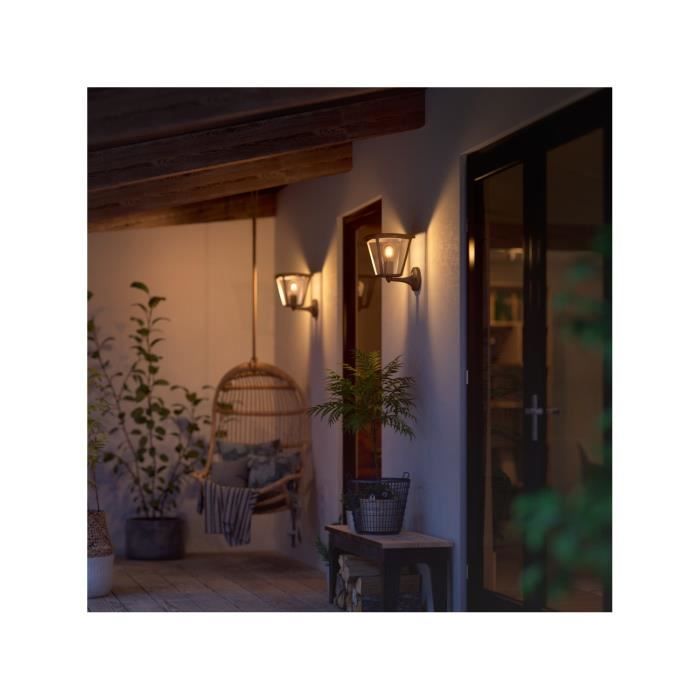 Applique Murale - Philips - Inara - Noire - 1 Ampoule - Métal - Extérieur