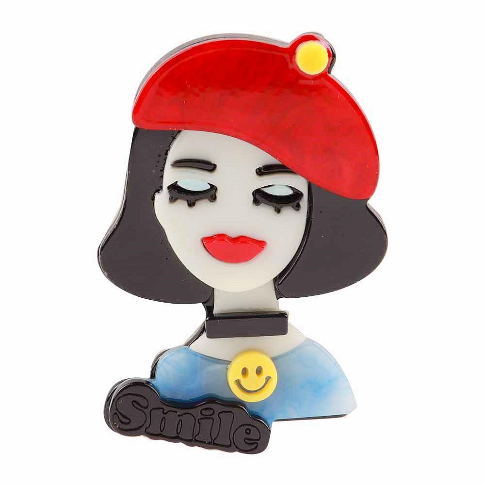 New Design Unique Lady Figure Acrylic Brooch Pins For Women Girls Brooches Pins Lapel Badges Bag Decorations Party Dress Jewelry
