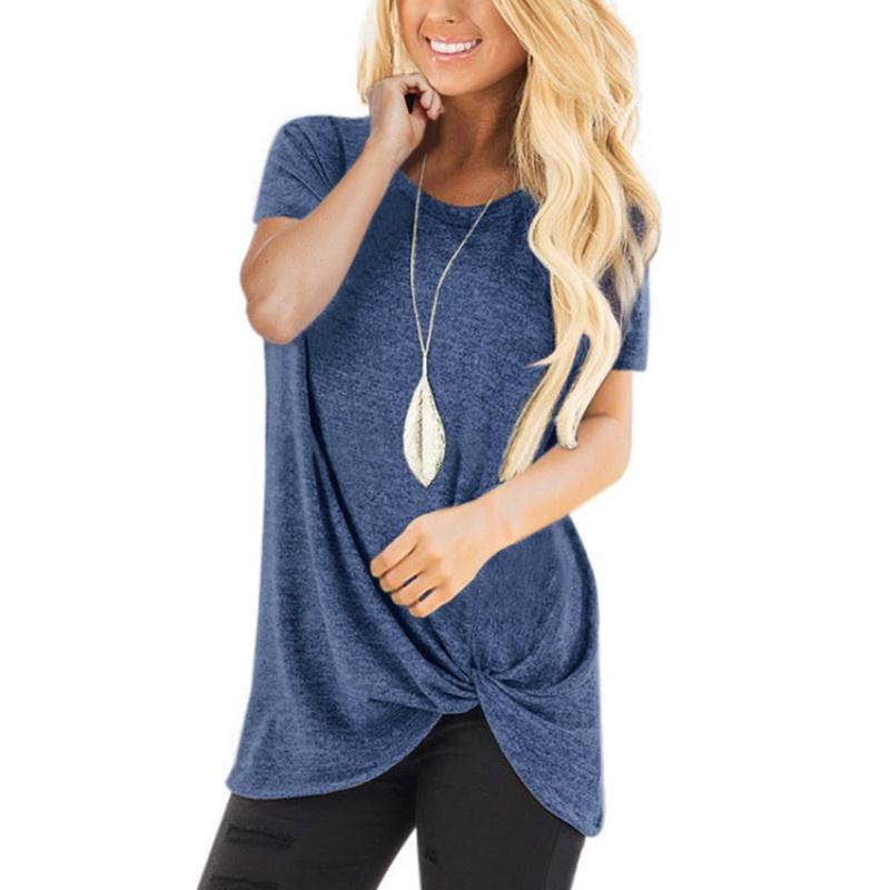 Stylish Women's Tunic Tops Short Sleeve Summer Loose Blouse Plus Size Shirt T-shirt