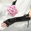 Pair Women Fingerless Party Cosplay Ritual Dance Gothic Gloves Silk Ribbon Punk Mittens Lace Gloves