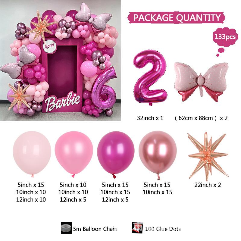 Pink Barbie Serie Schleife 81 cm Rosen-Geburtstagsthema Mädchen Valentinstag Innendekorationsset