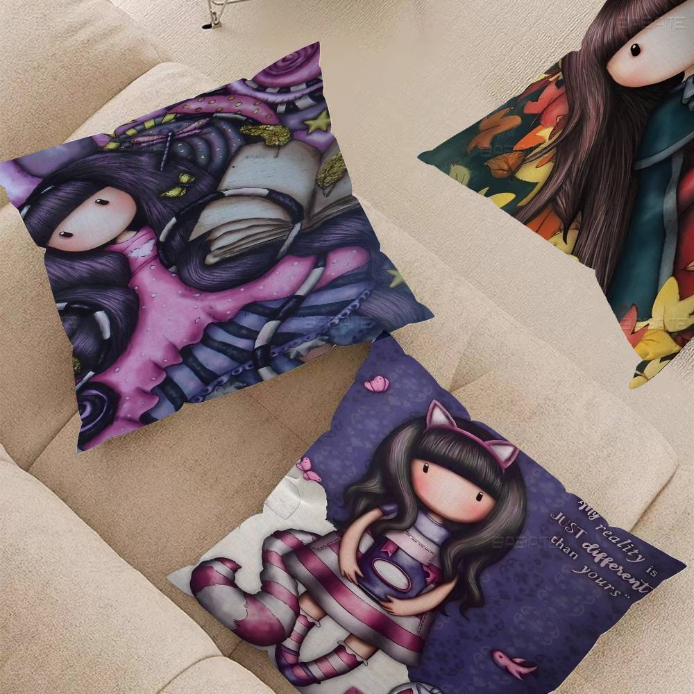 S-Santoro-Gorjuss Cute Cartoon Girl Office Cushion Pillowcase Car Cushion Cover45X45CM Lumbar Pillowcase Sofa Pillowcover