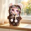 Fluffy Plush Rabbit Plush Keychain Sparkling Big Eyes Vinyl Face Doll Pendant Gift for Friends