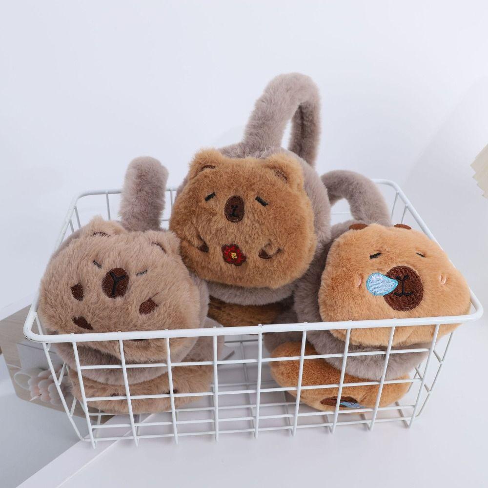 Cartoon Capybara Plush Earmuffs Windproof Cold-proof Ear Mask Animal Warm Earflaps  Winter Sport