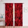 Red Vintage Rose Flower 3d Printed Curtain Bedroom Living Room Study Window Decoration Curtain Home Decoration 2 Pieces