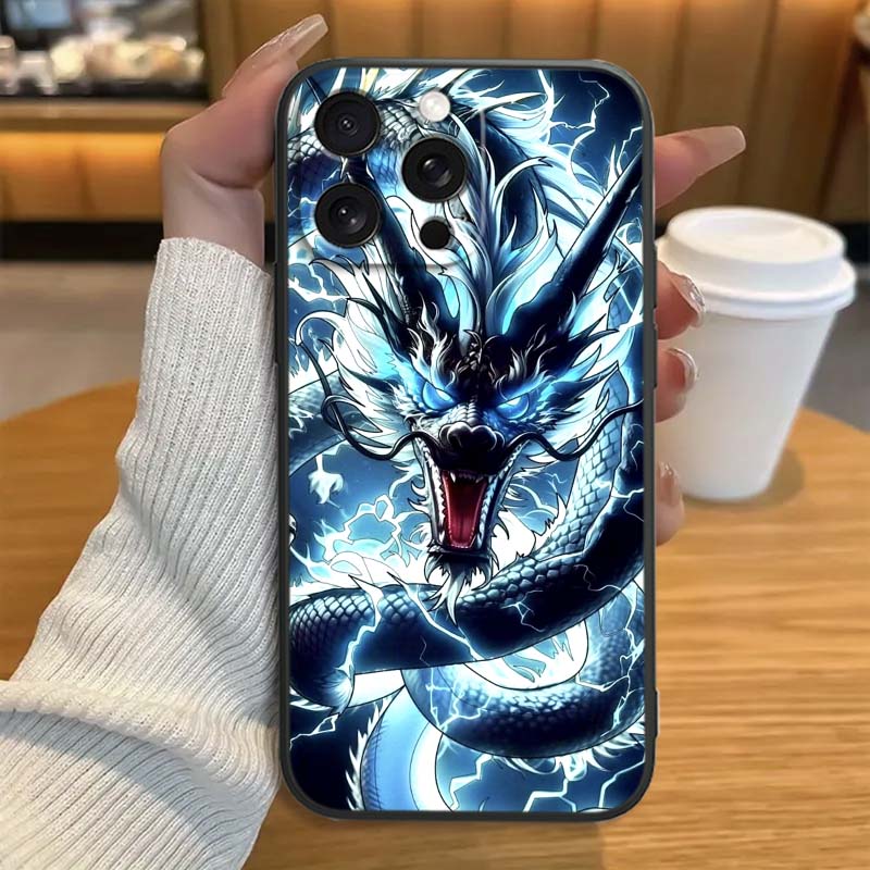 Anime Dragon Design For Apple iPhone 17 16 16E 15 14 13 12 11 Pro Max Plus Black Soft Silicone Phone Case