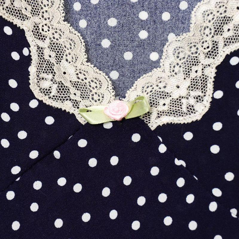 Kaslead New Arrival Women's Clothing Fashion Style Fashion French Style V-neck Lace Patchwork Polka Dot Dress
