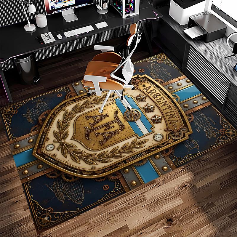 1pc Argentina Football Print Area Rug - Soft,Washable Non-Slip Indoor Mat for Office Chairs,Living Room,Home Office Decorative Rug