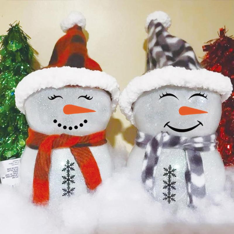 Christmas Snowman Face Sticker Self-Adhesive Cartoon Water Bottle Cup Window Wall Funny Decal