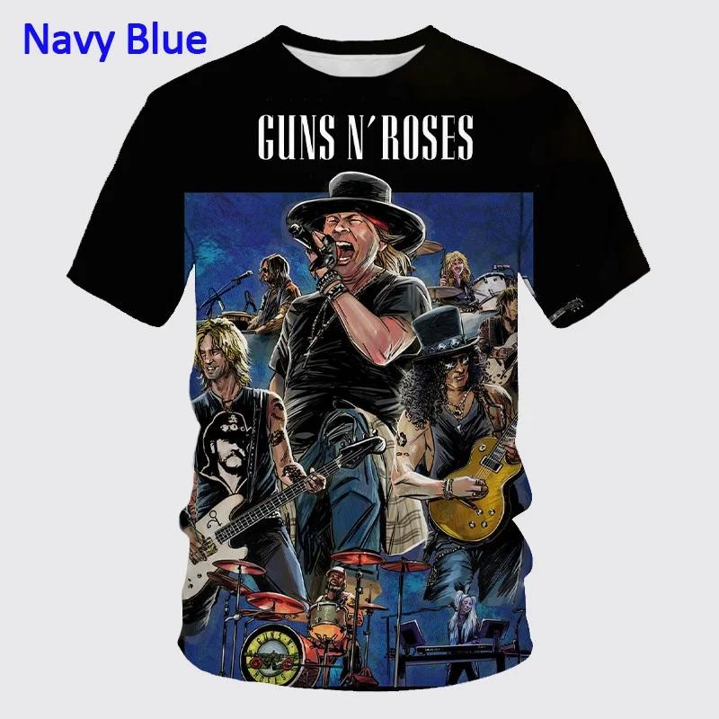 Summer   Guns N' Roses Rock Band 3d T-shirt Unisex's And WoUnisex's Hip-hop Casual Fashion T-shirt Harajuku Oversized Tops